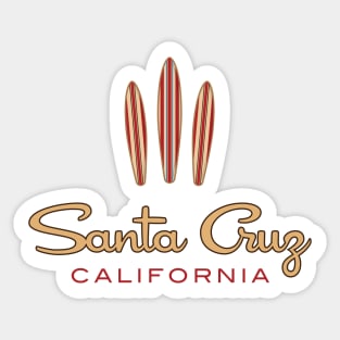 Surf City Santa Cruz California Logo Pack Sticker 3 Surfboards Fan Dark Sticker